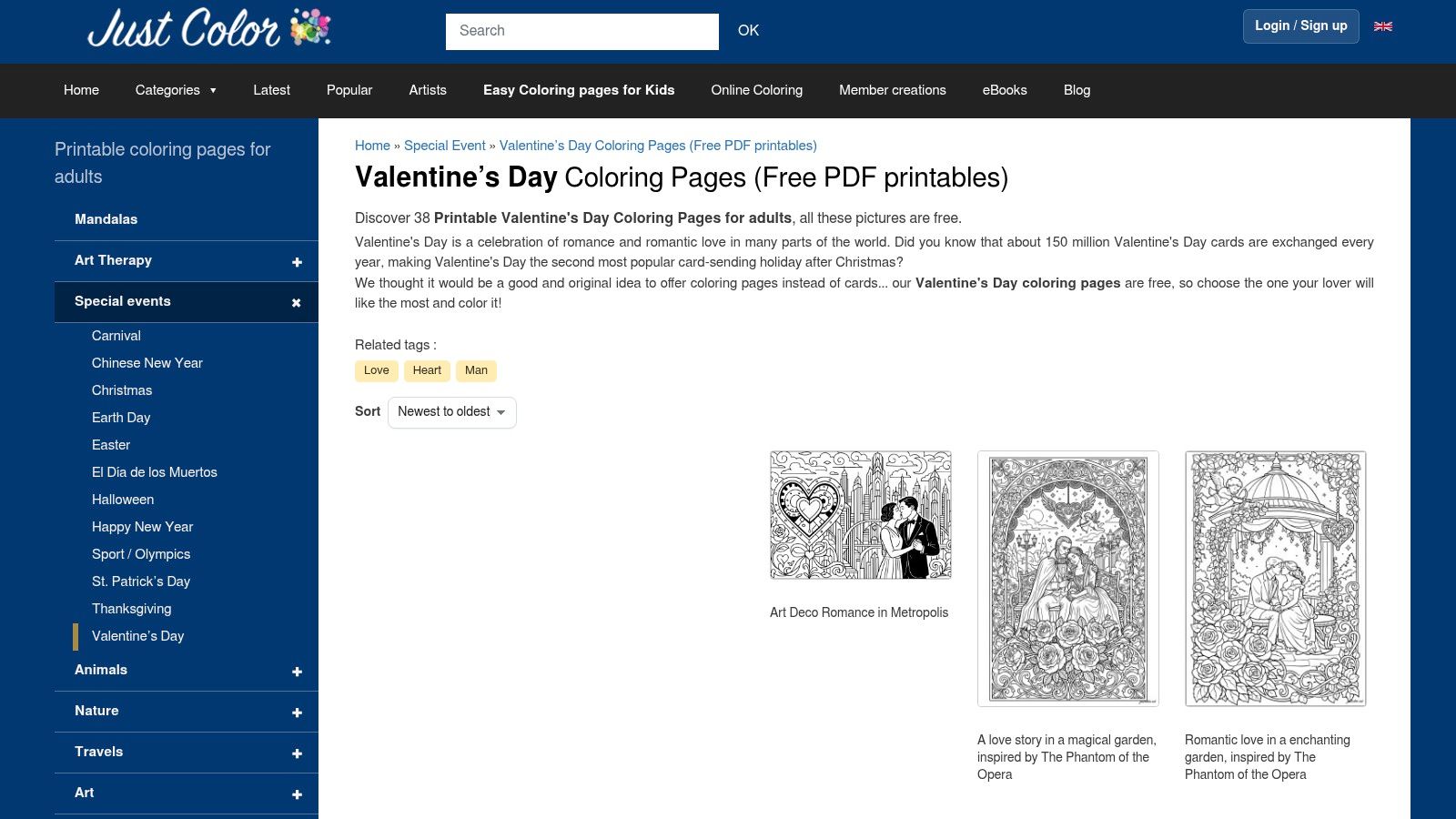 JustColor (Adults) – Valentine's Day Pages