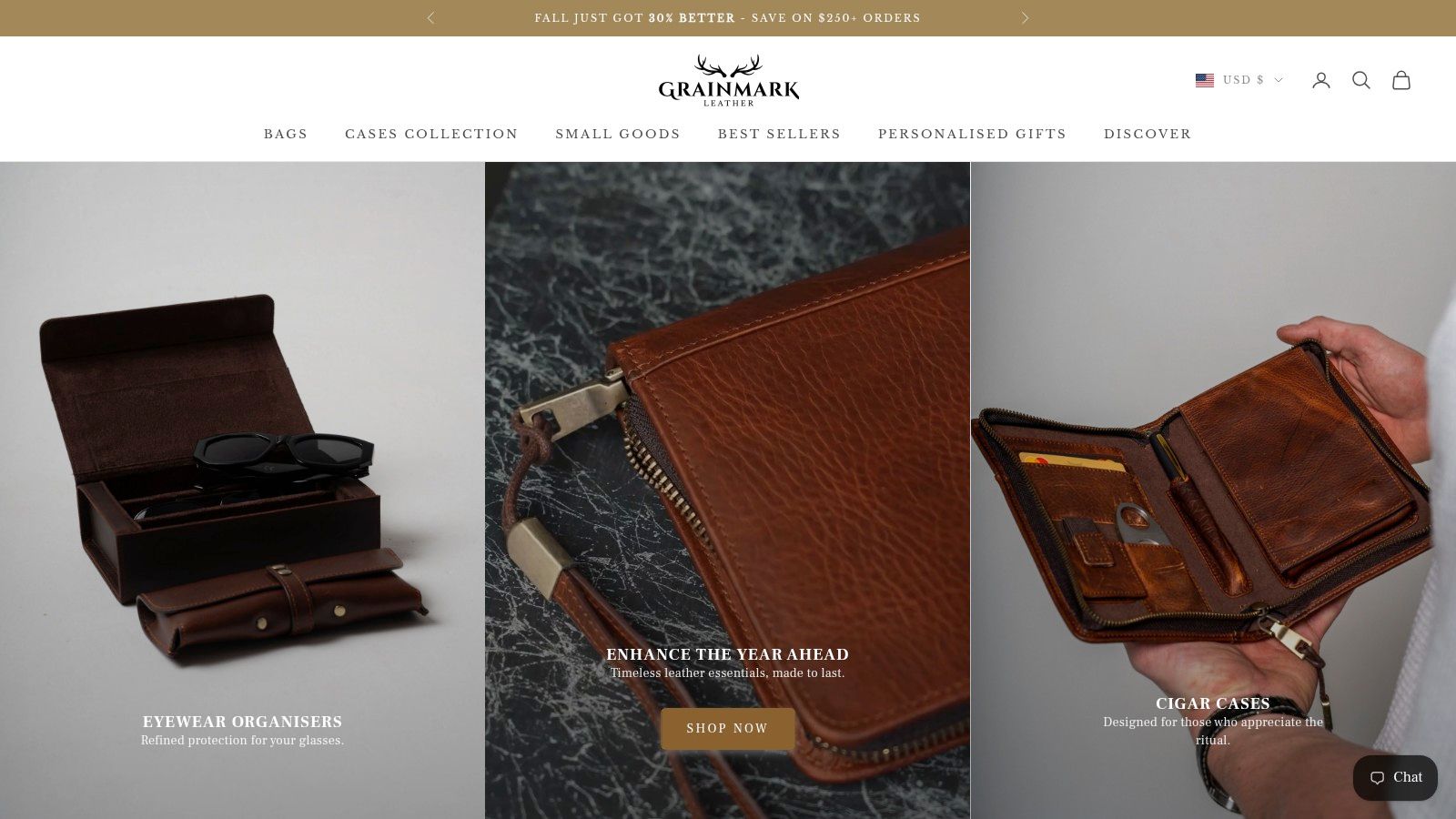 Screenshot from https://grainmarkleather.com