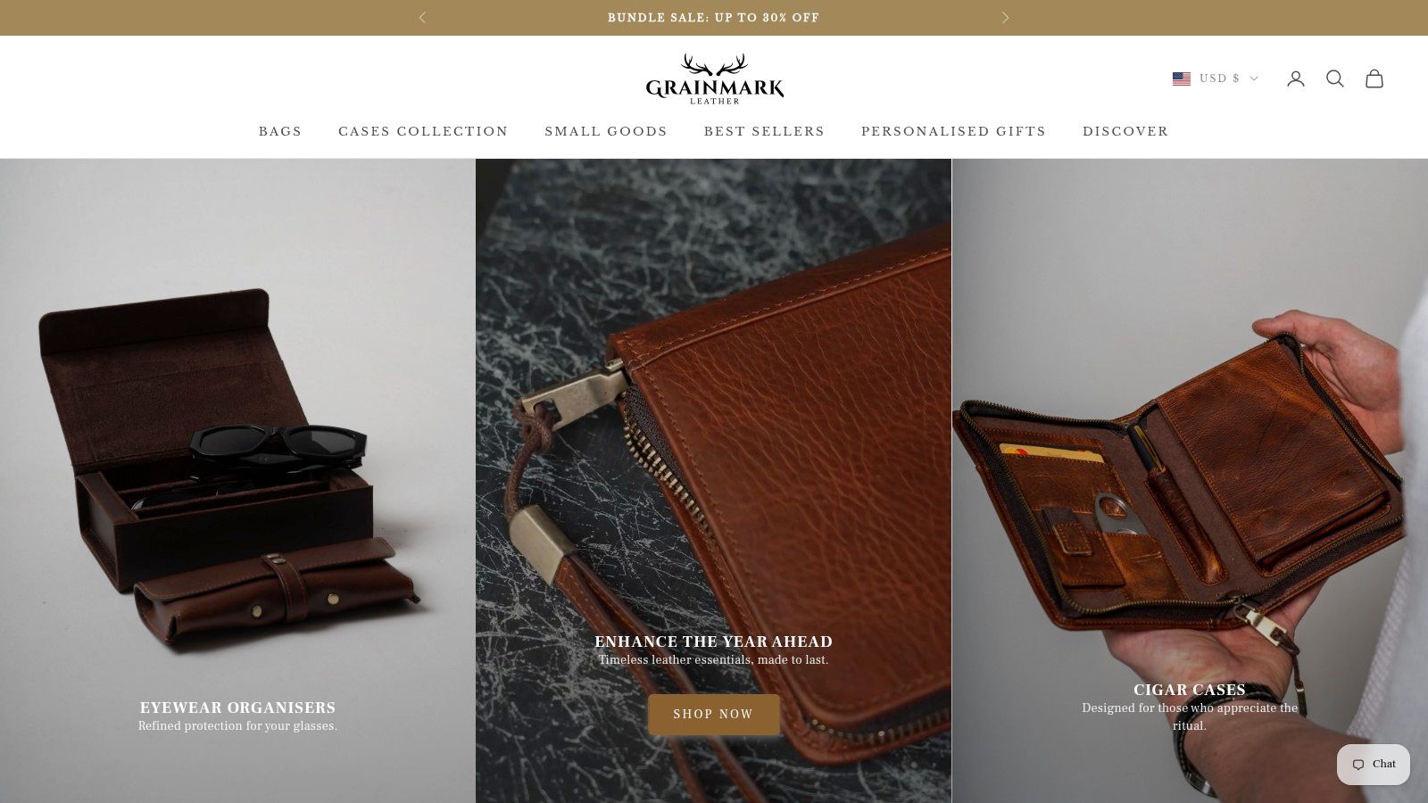 Screenshot from https://grainmarkleather.com