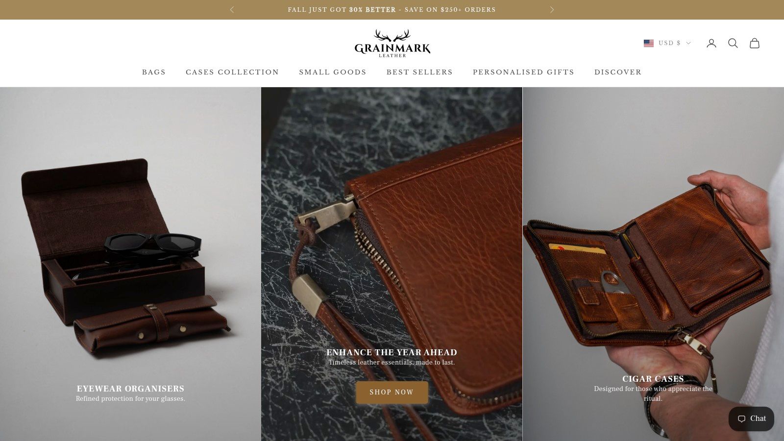 Screenshot from https://grainmarkleather.com