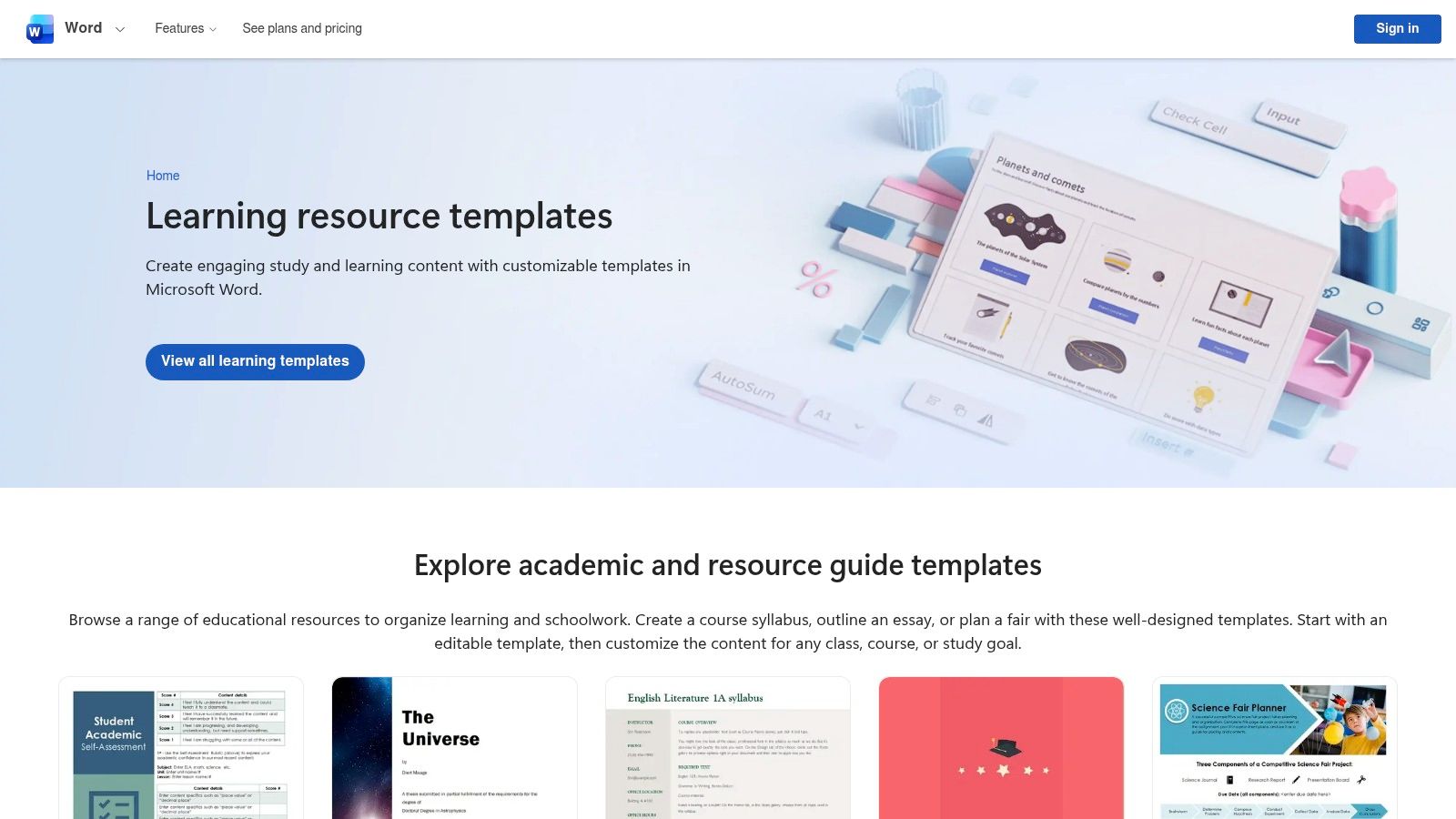 Microsoft Word Learning Templates