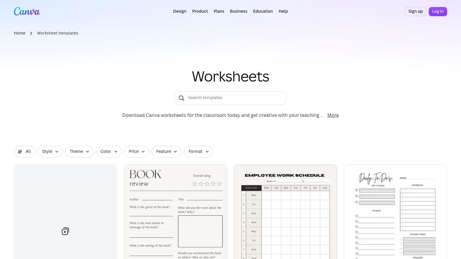 Canva Worksheets