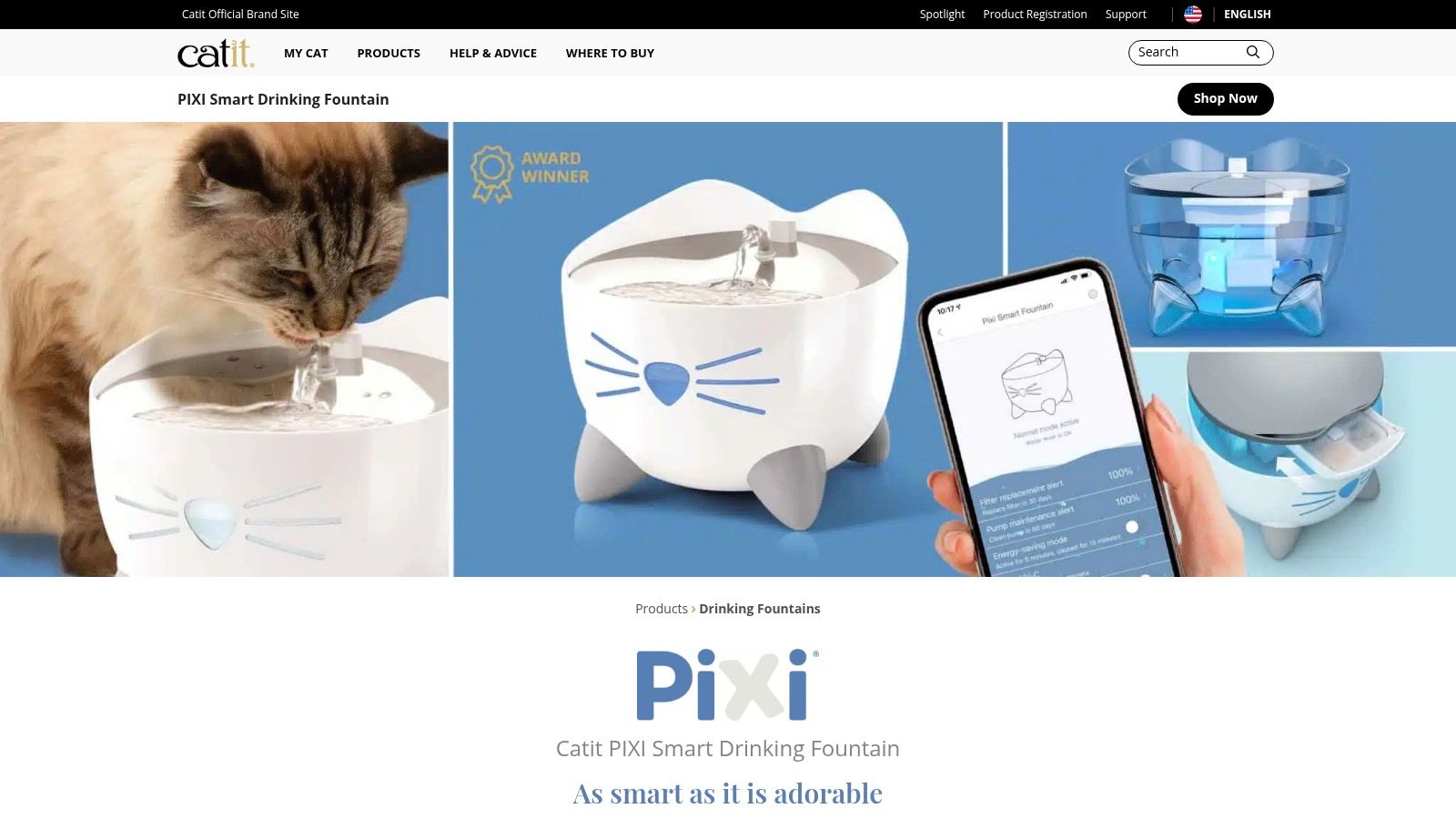 Catit PIXI Smart Drinking Fountain (stainless steel top)
