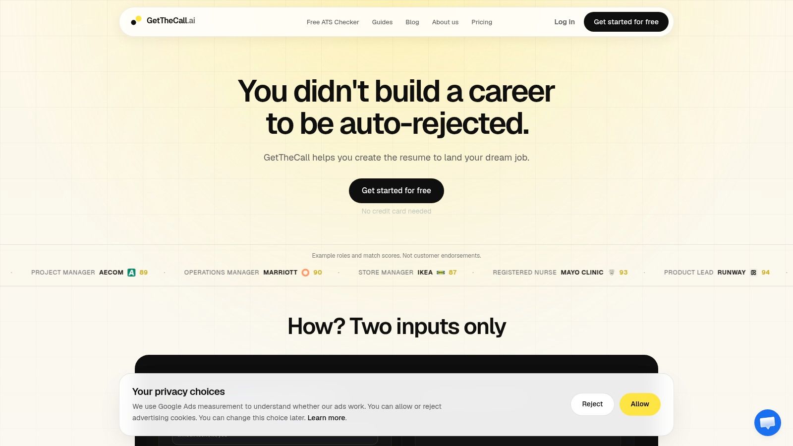 Screenshot from https://getthecall.io