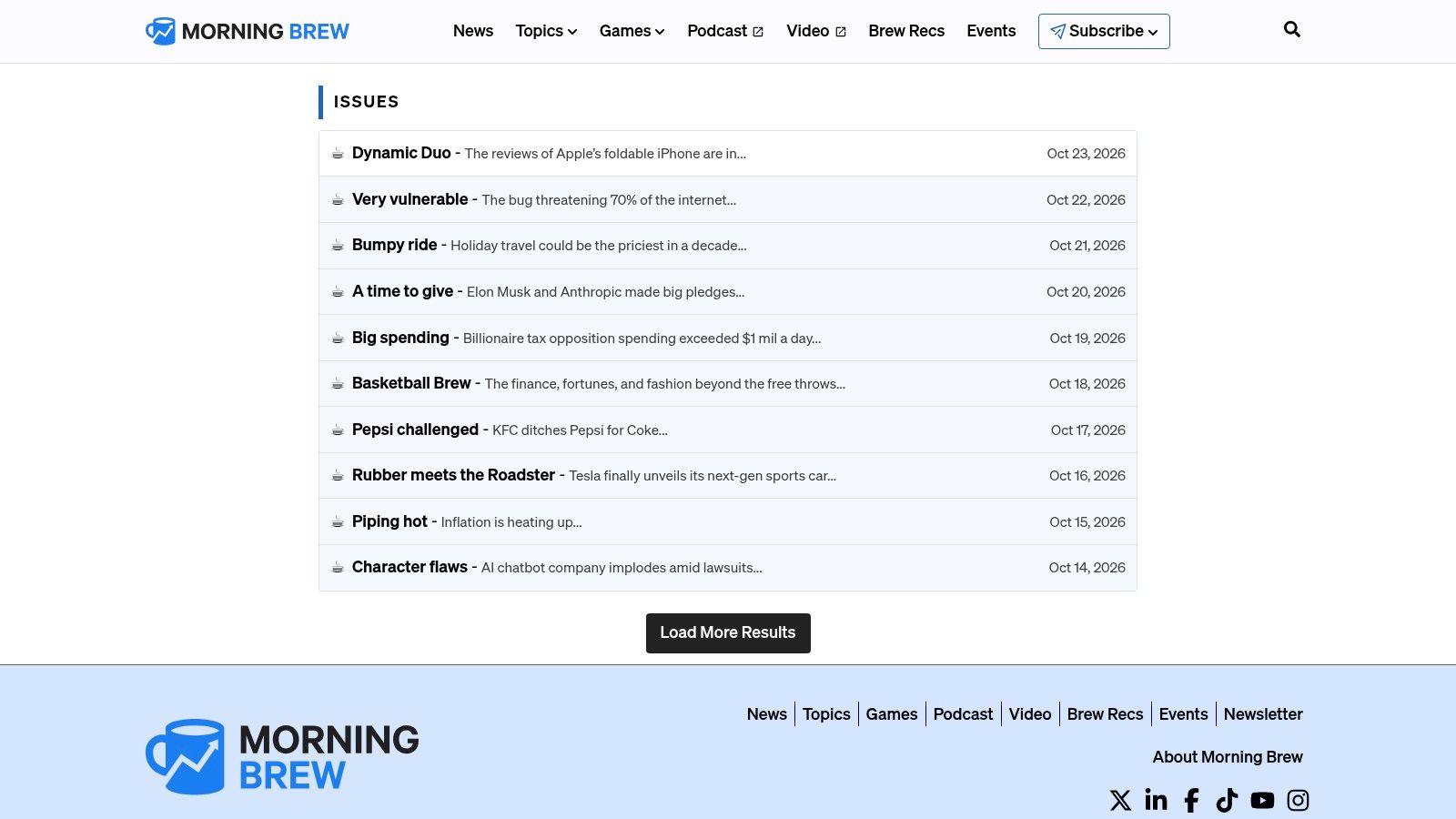 Morning Brew issue archive