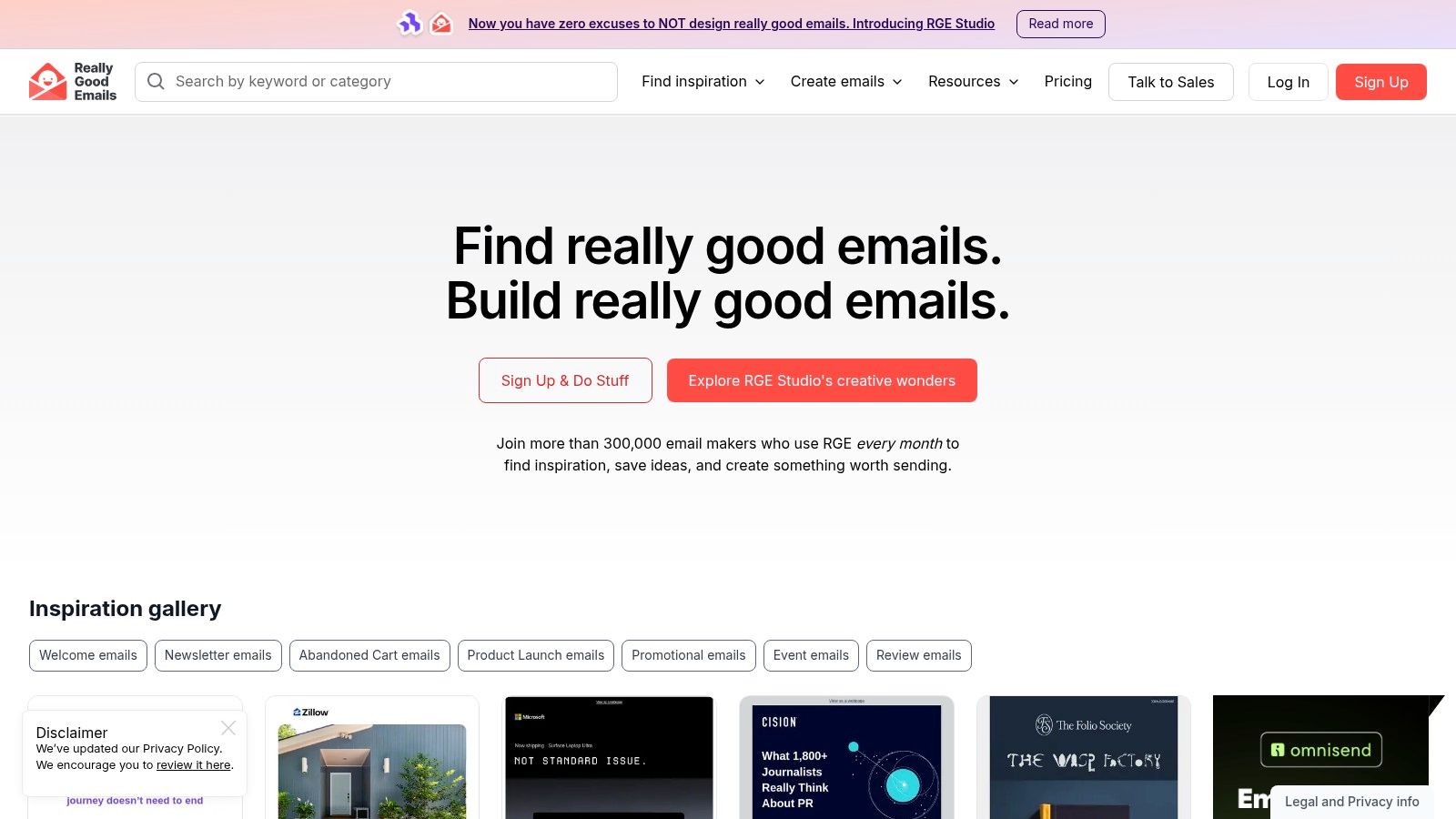Really Good Emails newsletter examples