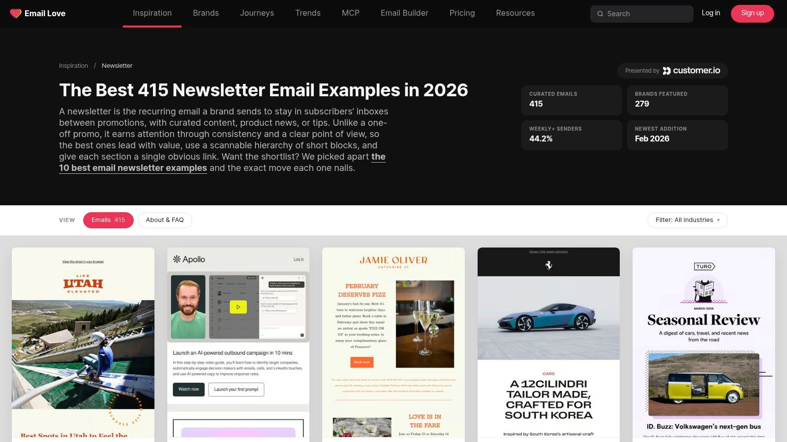 Email Love newsletter inspiration gallery
