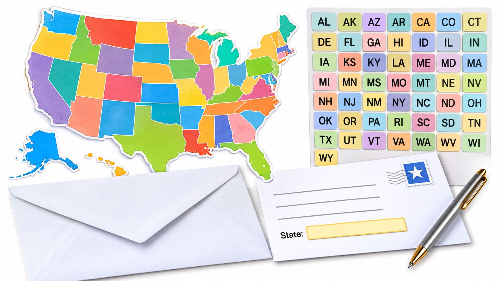 Siglas de Estados Unidos para estados y direcciones