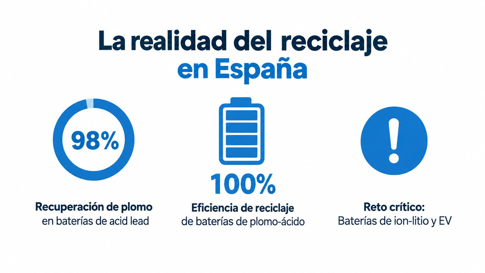 Infografía sobre la realidad del reciclaje de baterías de plomo y el reto de las de litio.