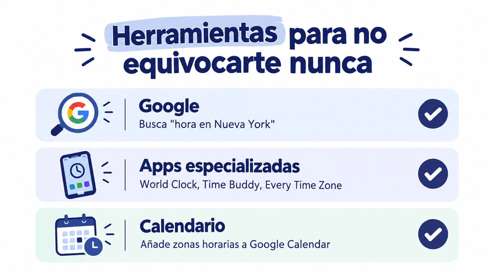 Herramientas recomendadas para consultar zonas horarias y evitar errores al organizar reuniones internacionales.