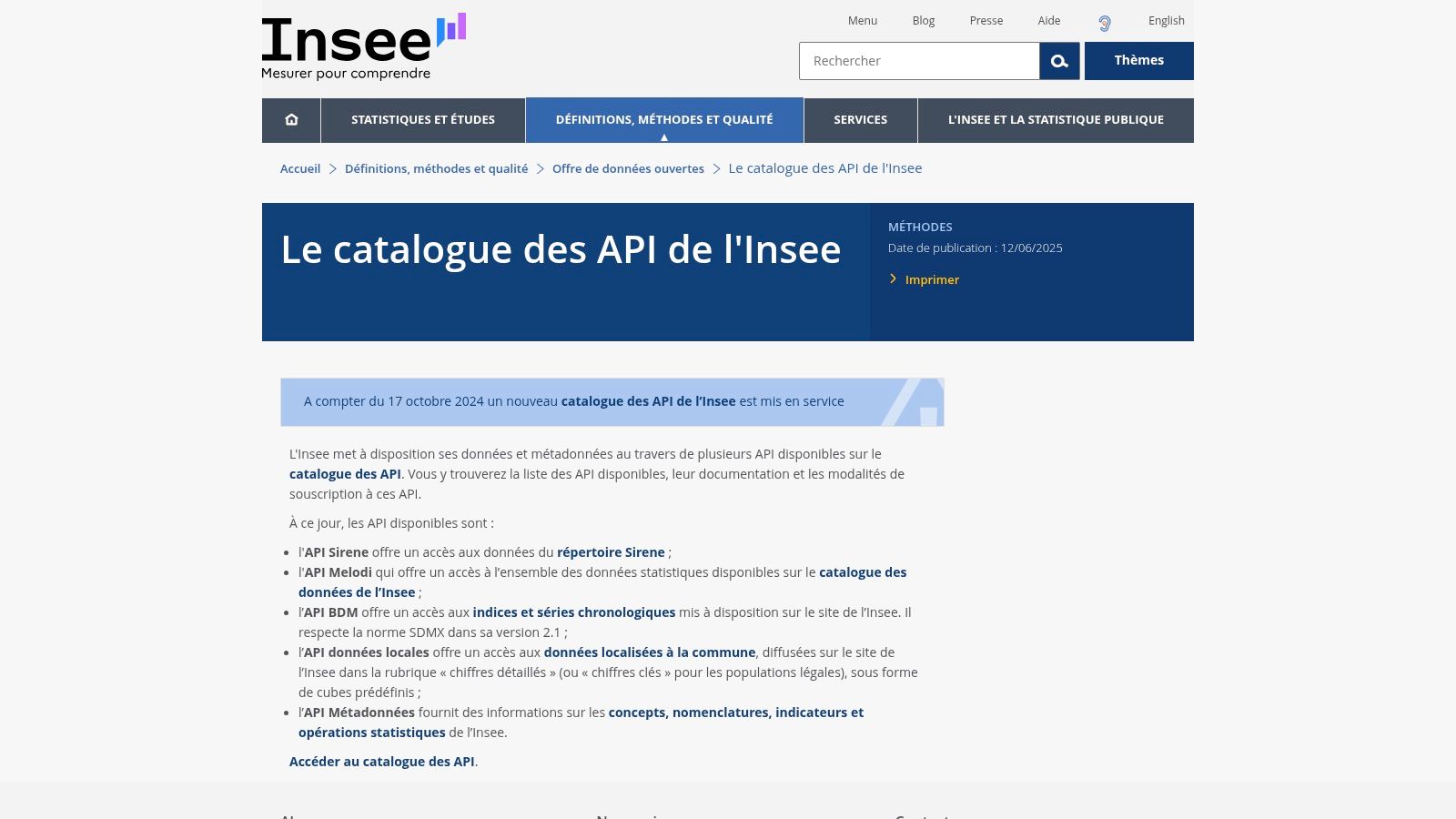 INSEE SIRENE API