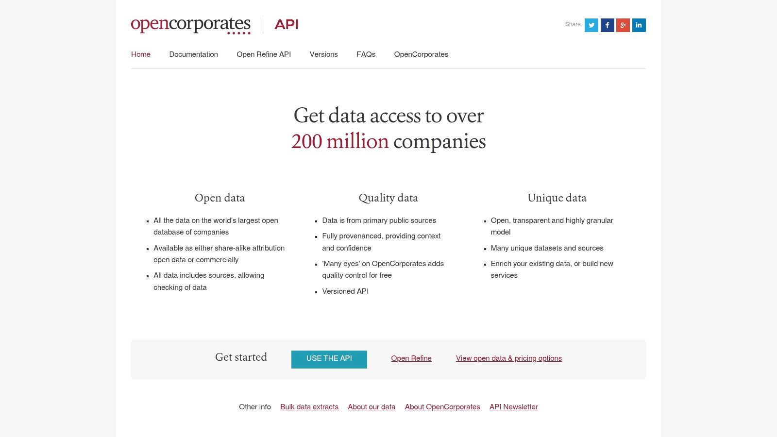 OpenCorporates, Company Registry API