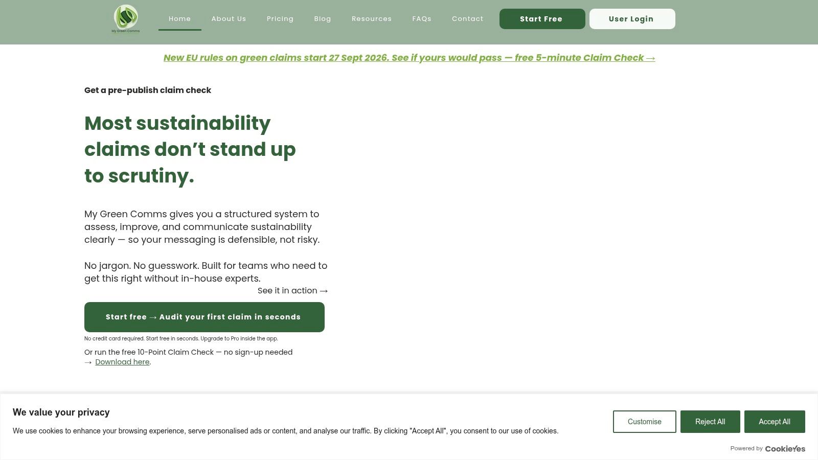 My Green Comms Sustainability Claims Checker