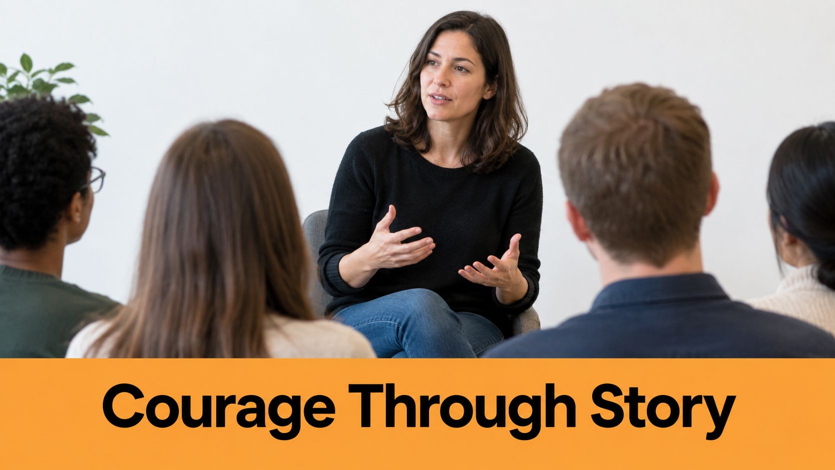 A woman speaks to a diverse group of people during an interactive personal branding workshop session.