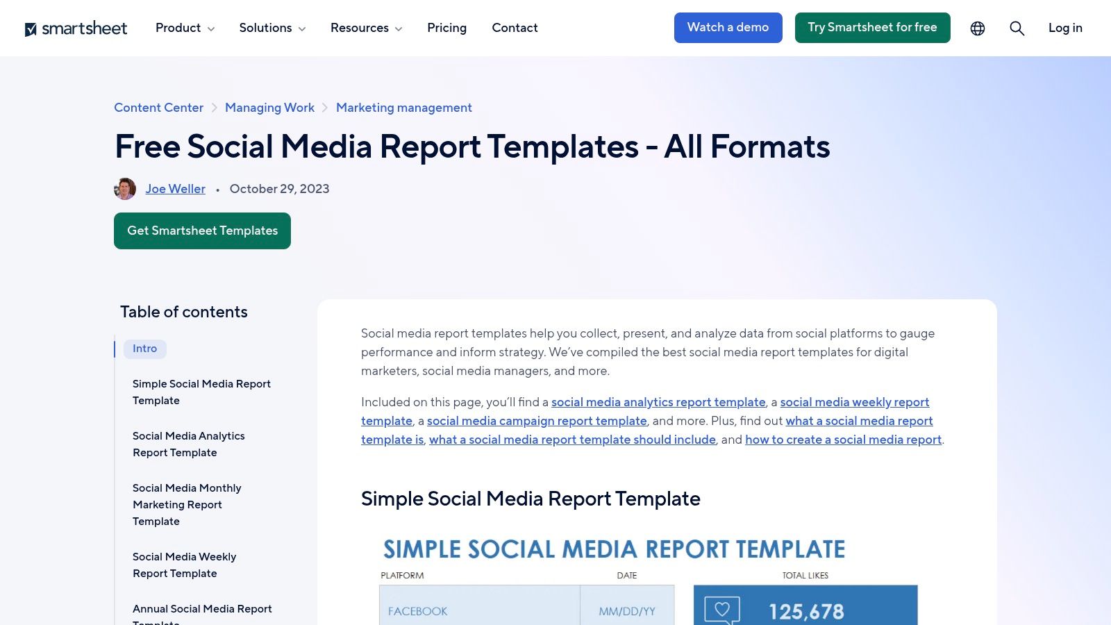 CoSchedule, Social Media Report Templates