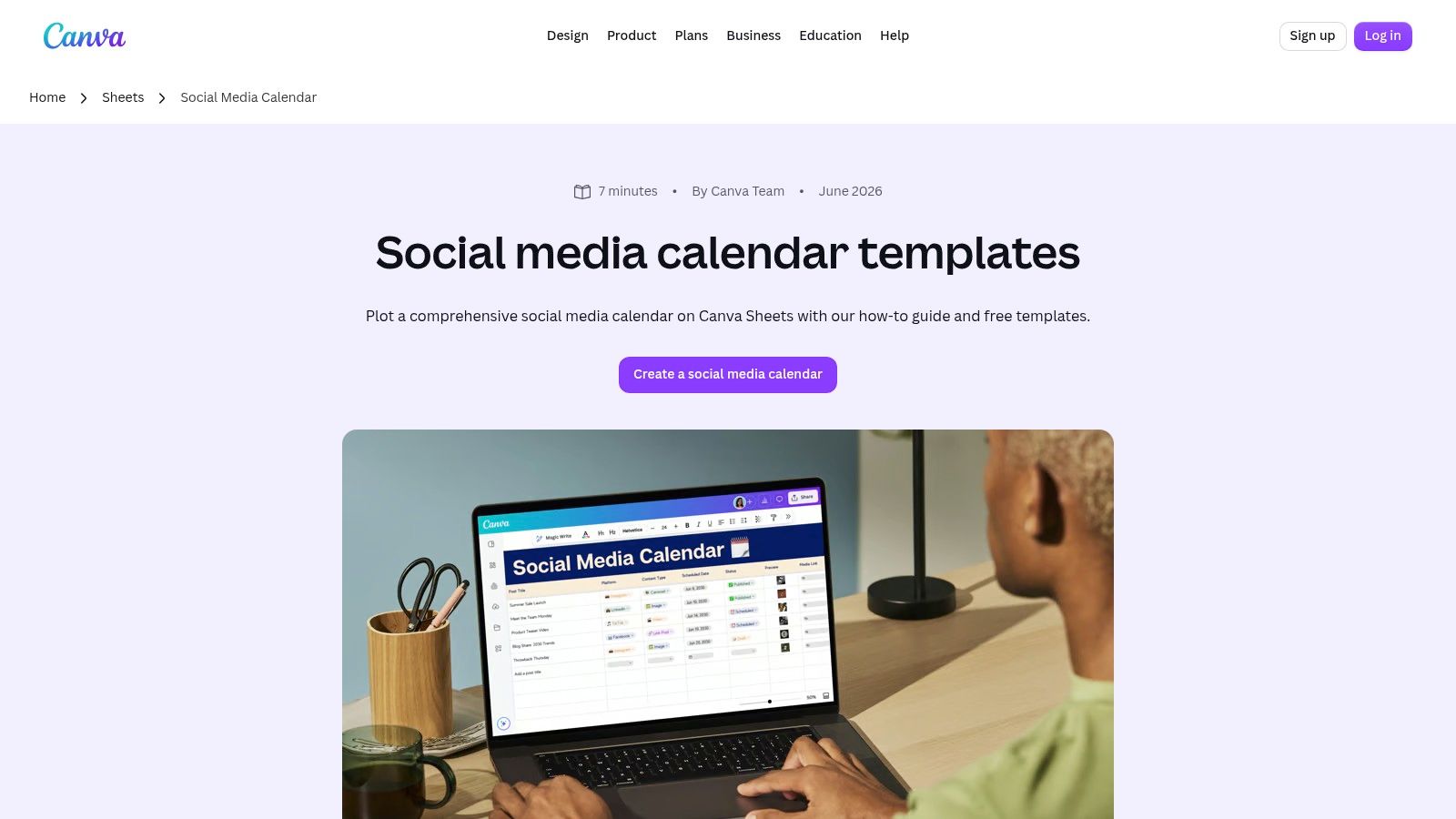 Canva Sheets Social Media Calendar (official template)