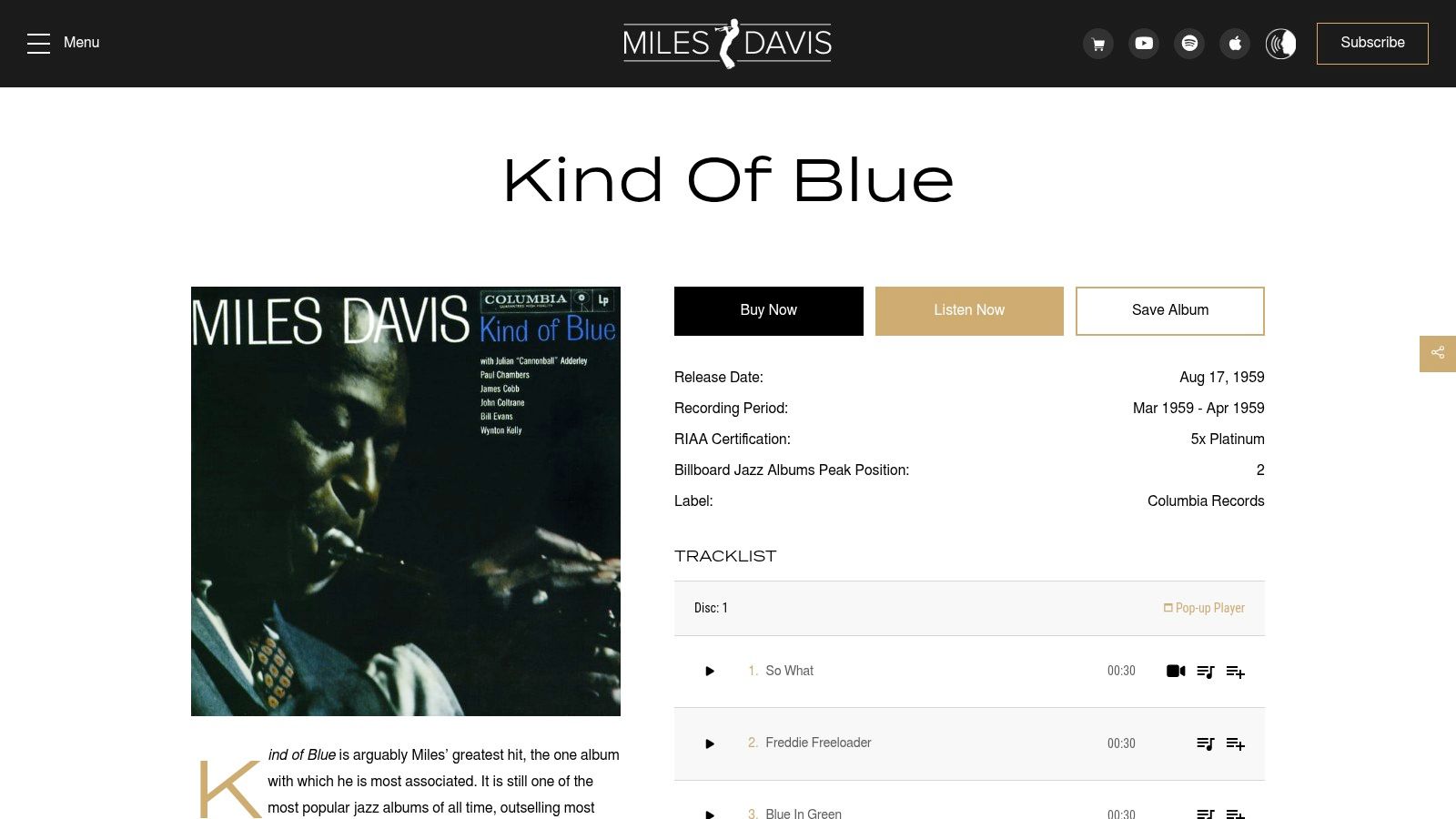Kind of Blue, Miles Davis