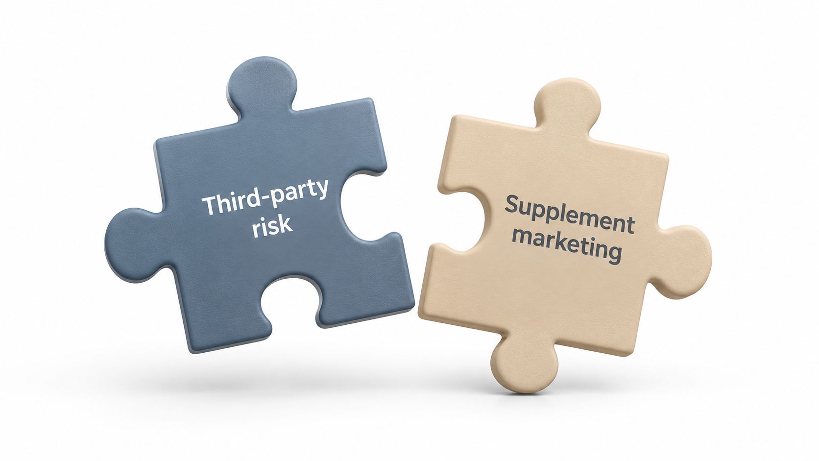 Two puzzle pieces floating in the air, one labeled Third-party risk and the other Supplement marketing.