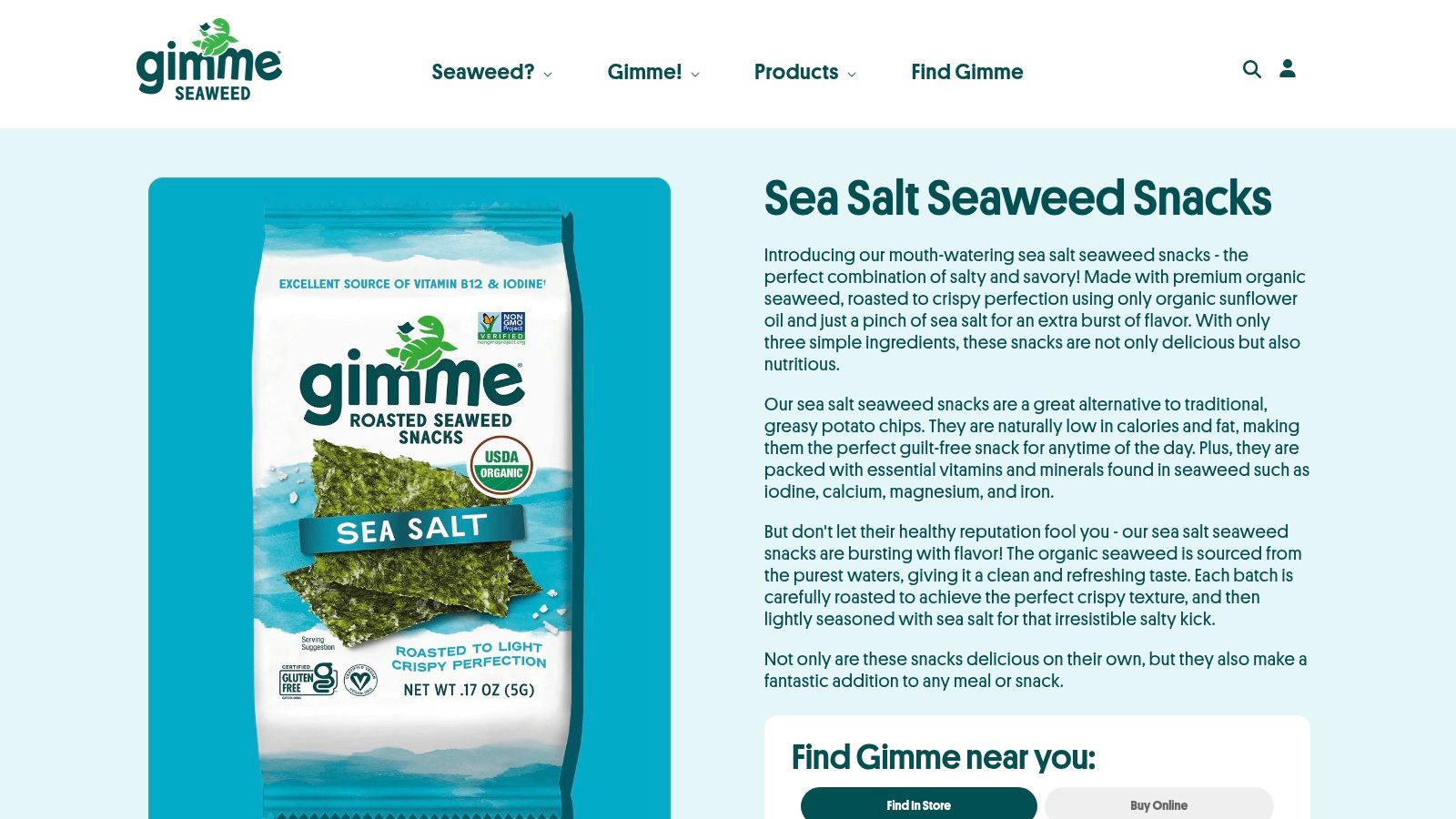 gimMe Organic Roasted Seaweed Snacks (Sea Salt)