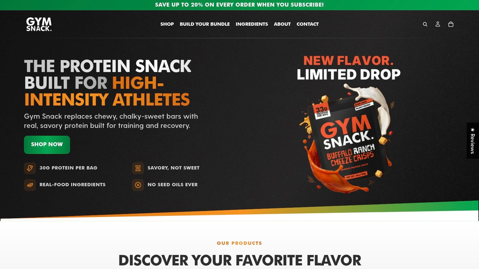 Screenshot from https://gymsnack.com