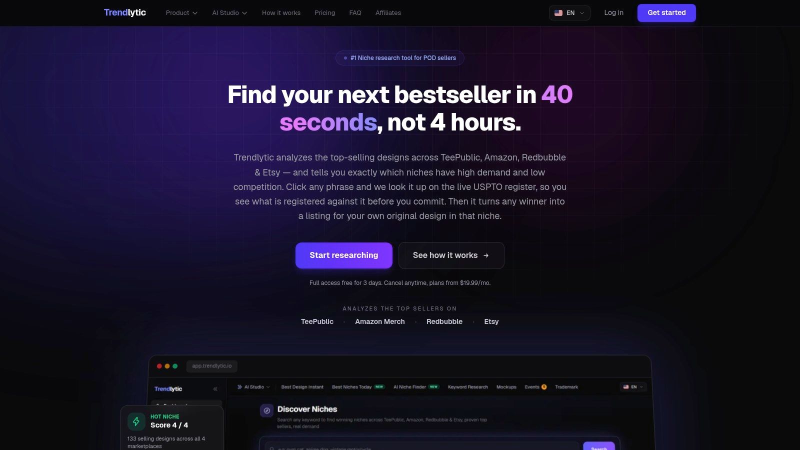 Screenshot from https://www.trendlytic.io