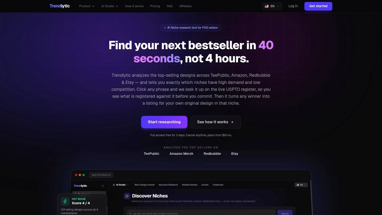 Screenshot from https://www.trendlytic.io