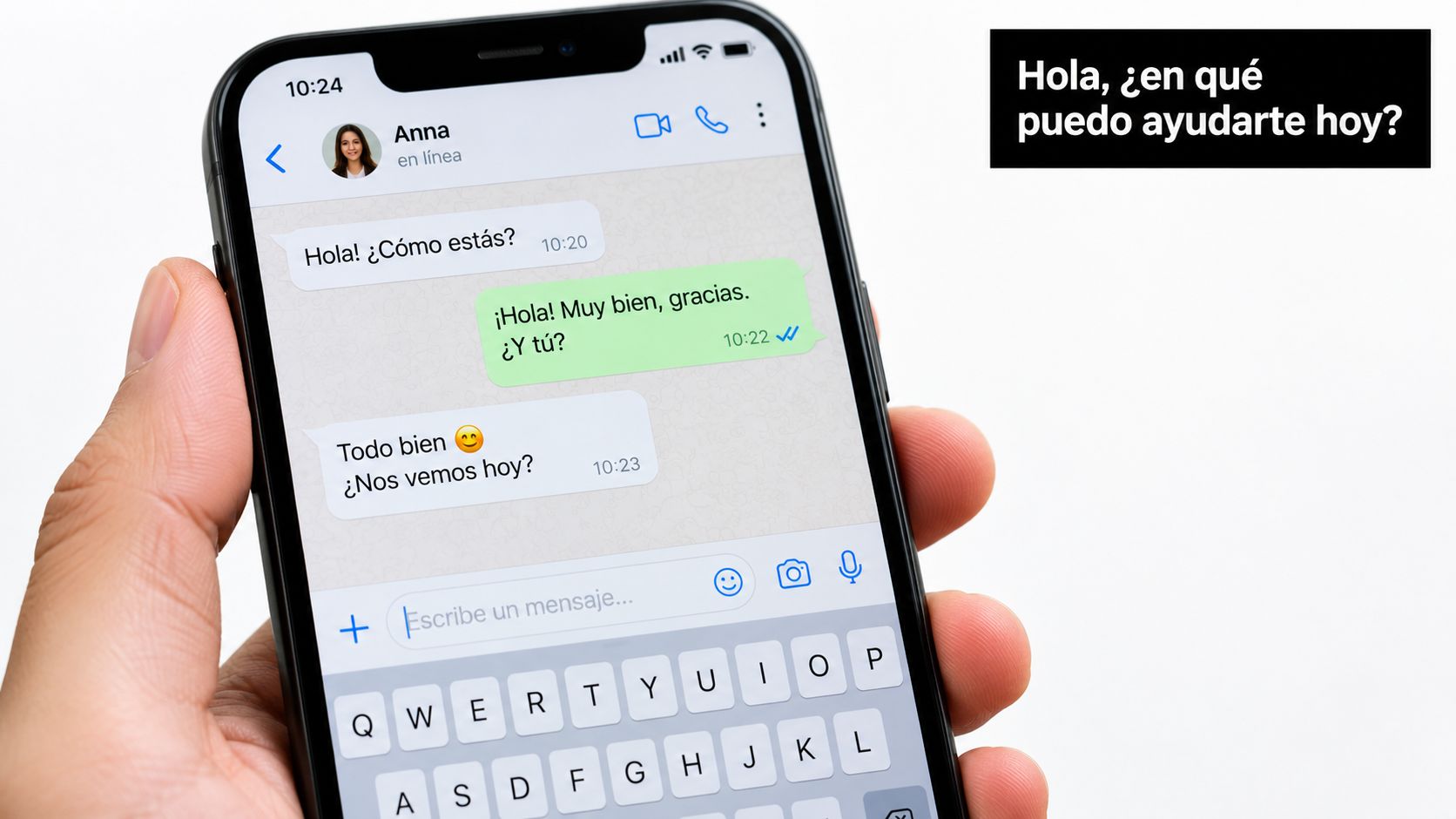 A close-up of a hand holding a smartphone displaying an ongoing text conversation on a chat application.