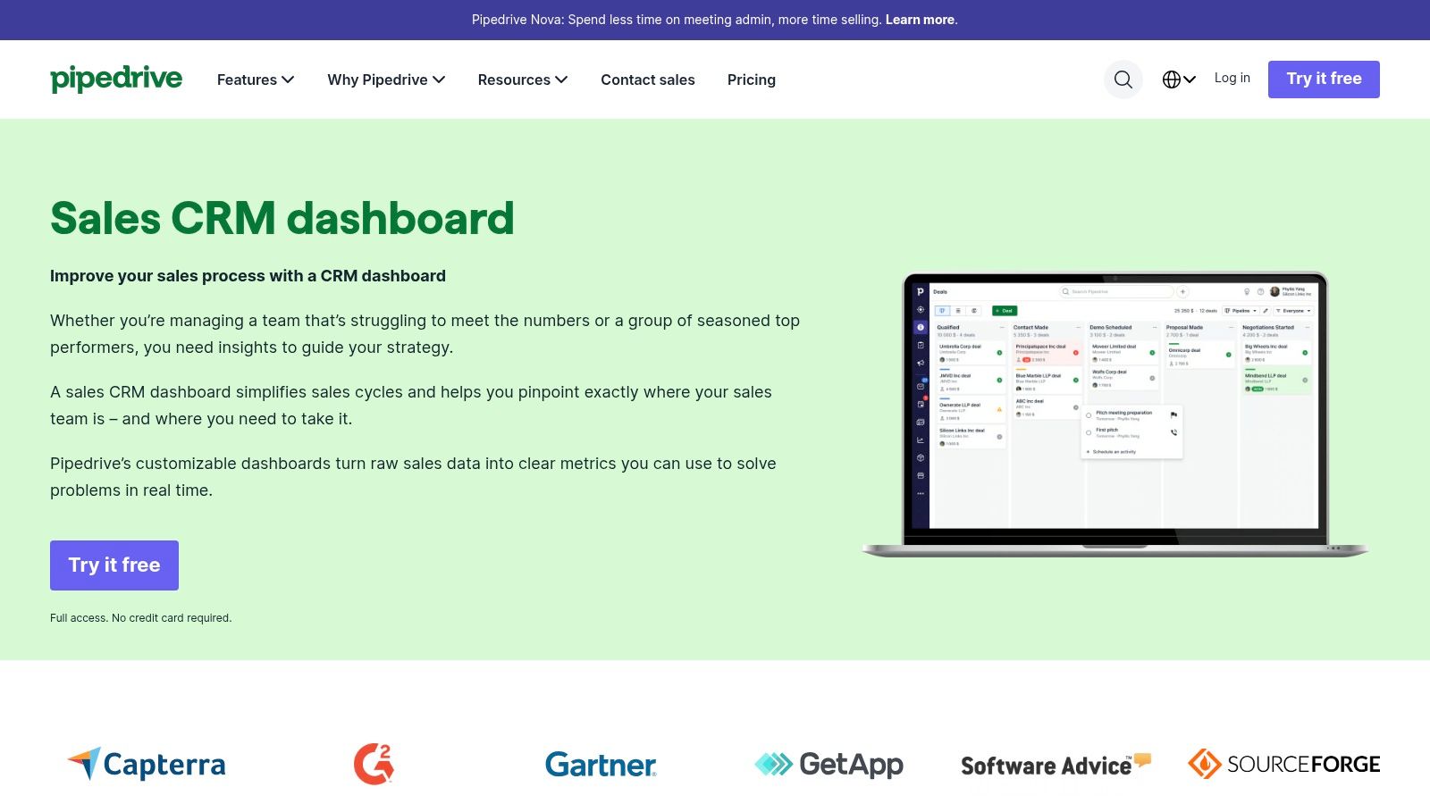 Pipedrive, Sales CRM Dashboard and Reporting