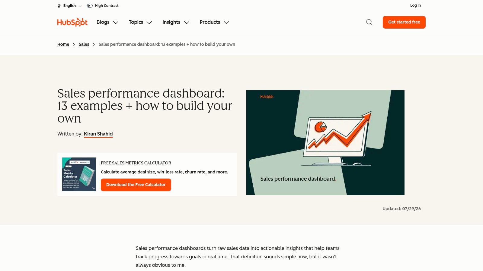HubSpot, Sales Dashboard Examples and Templates