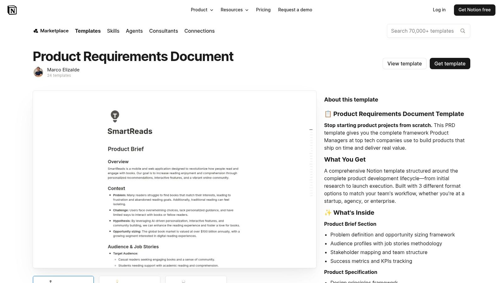 Notion Product Requirements Document Template
