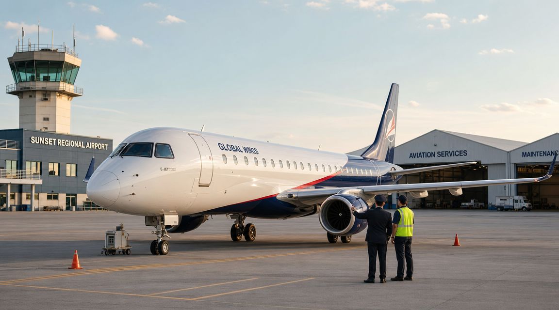 An airline pilot and ground crew member inspect a commercial passenger aircraft parked on an airport tarmac.