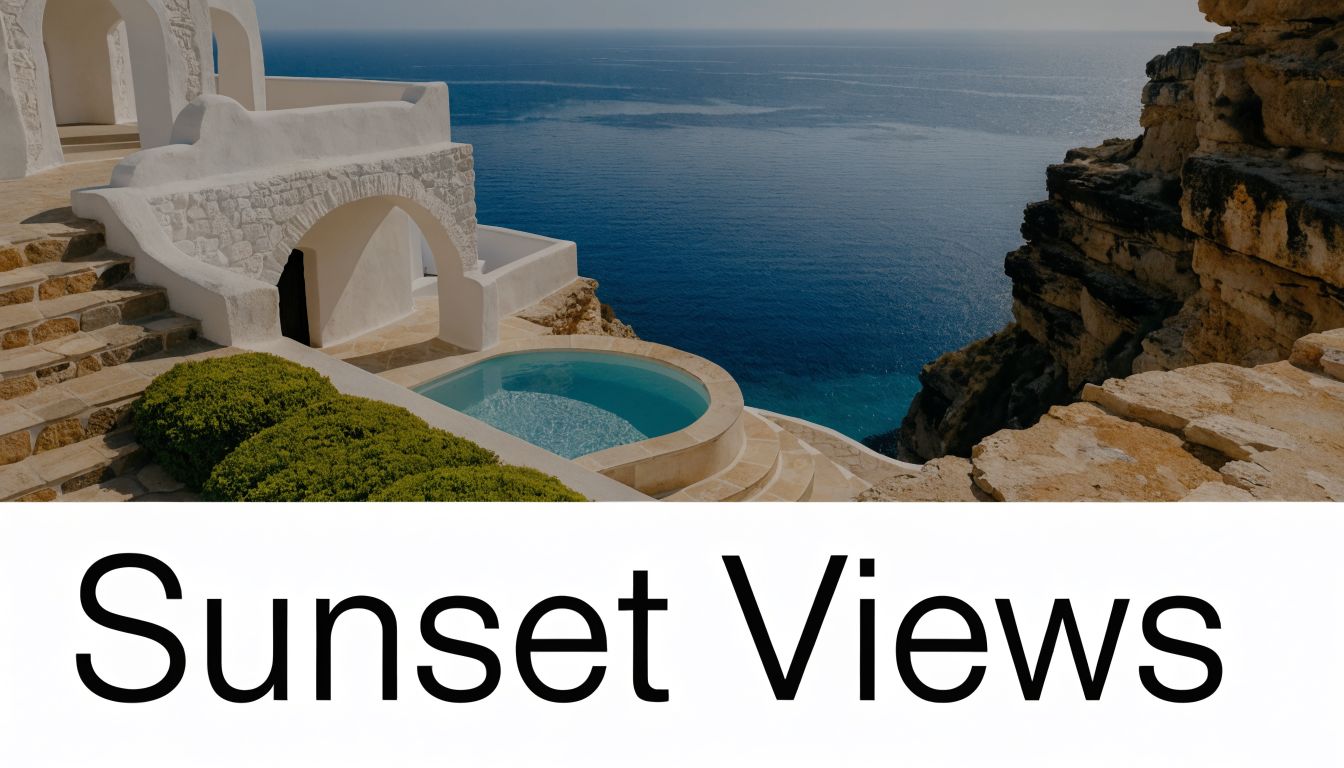 A stunning luxury villa on a cliffside in Greece featuring an infinity pool overlooking the blue ocean.