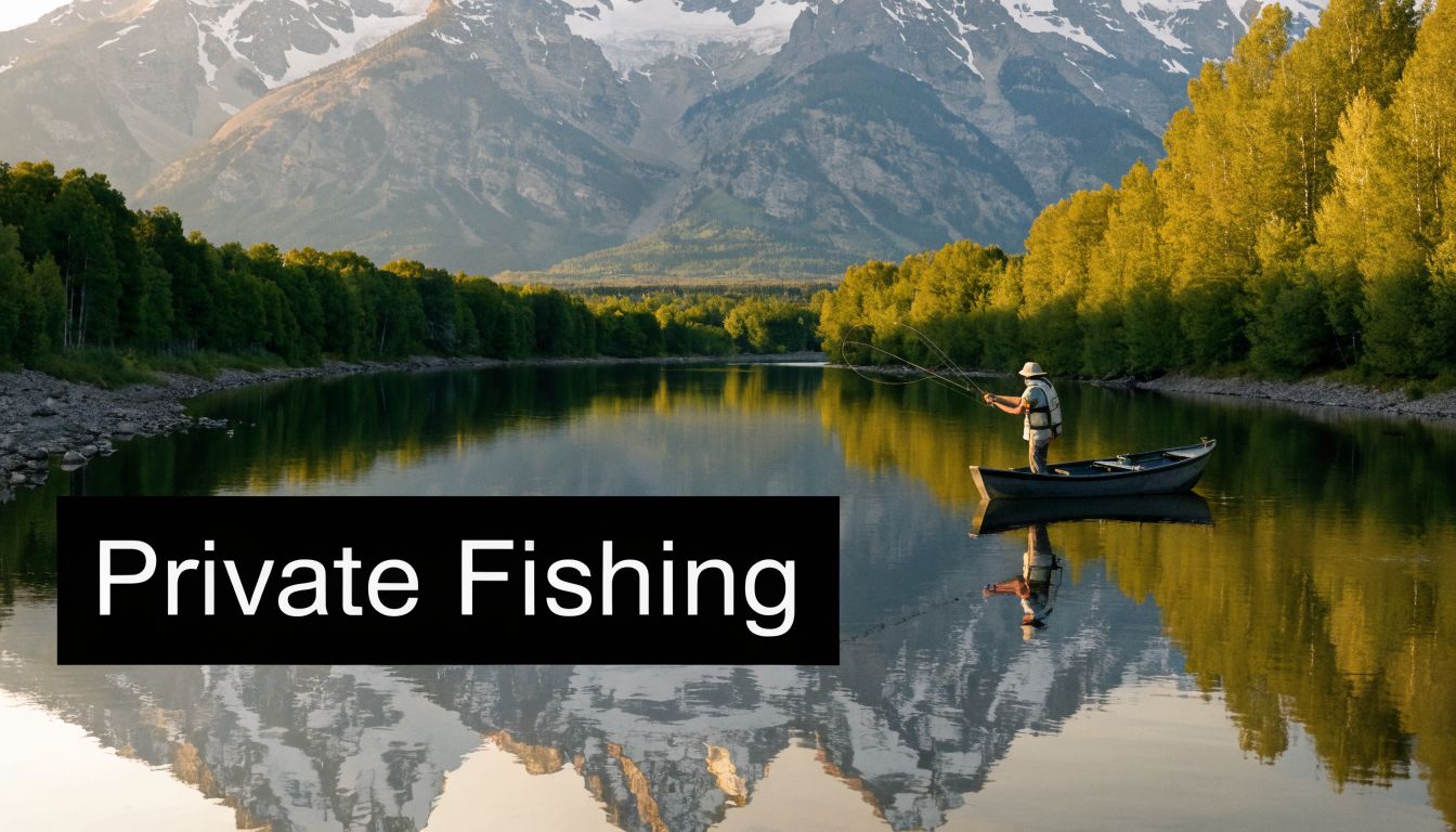 A fisherman in a small boat on a calm river with mountains in the background at sunset.