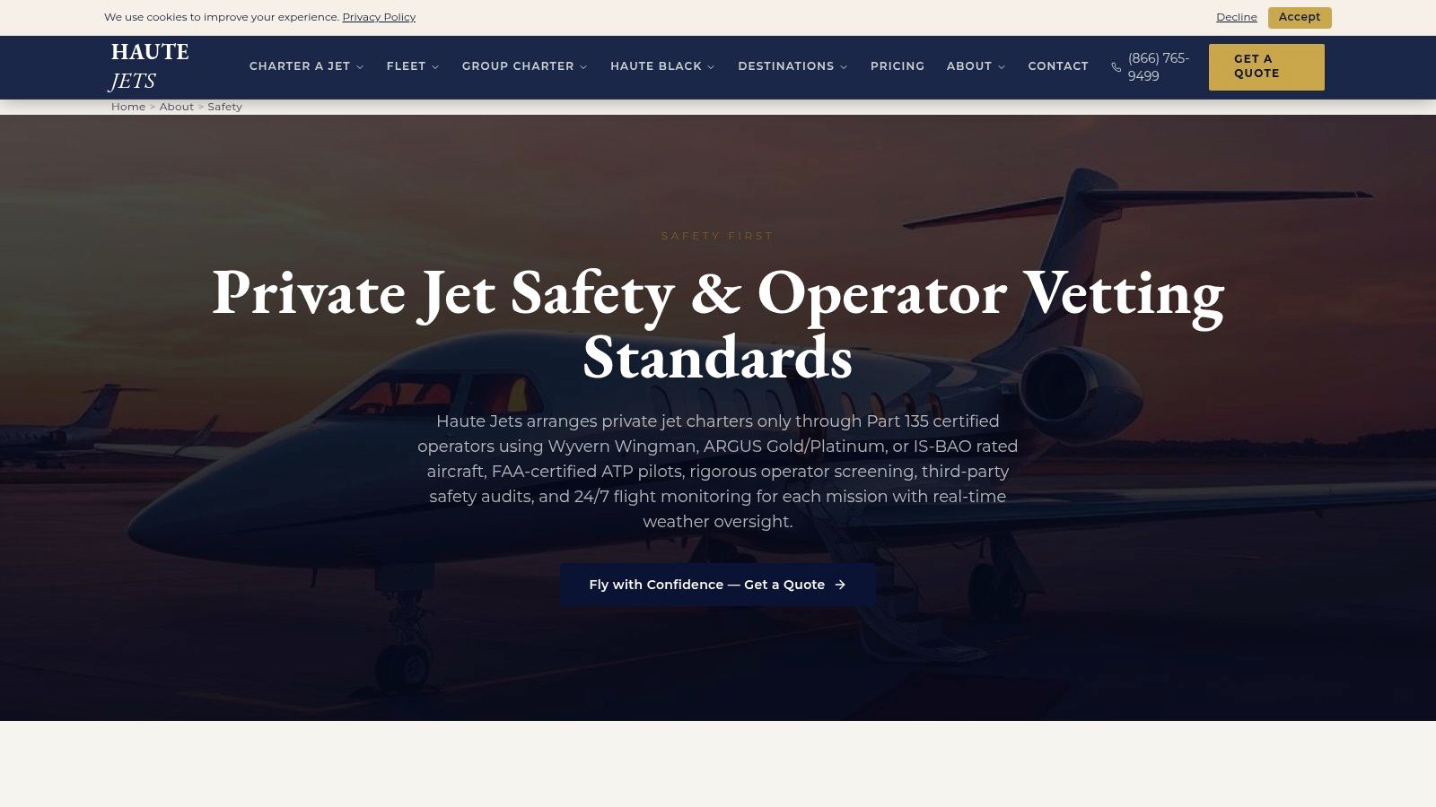 Screenshot from https://www.hautejets.com/safety