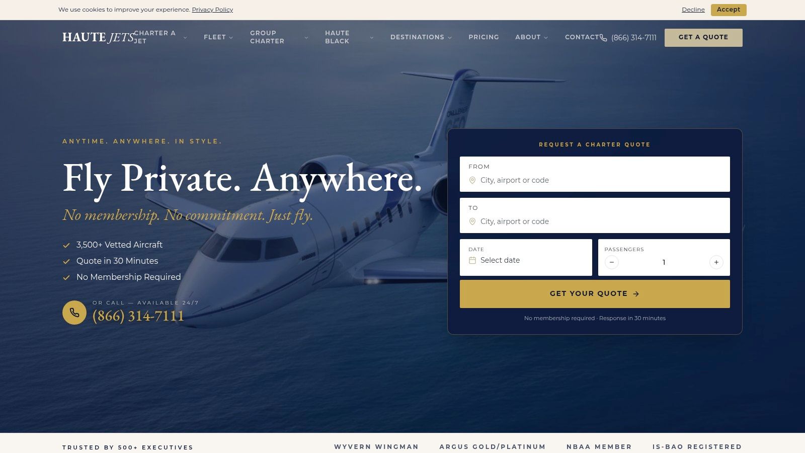 Screenshot from https://www.hautejets.com