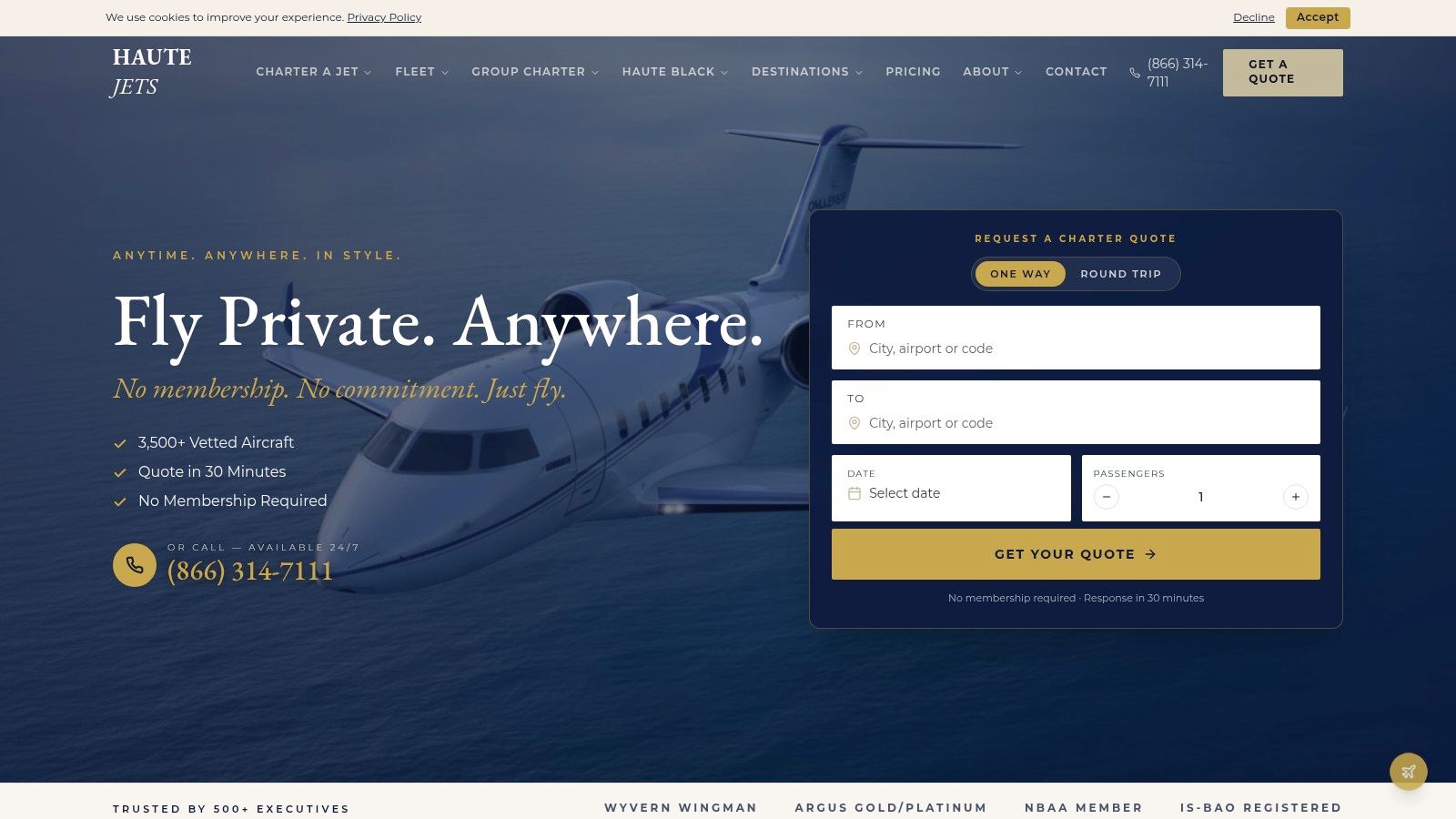 Screenshot from https://www.hautejets.com