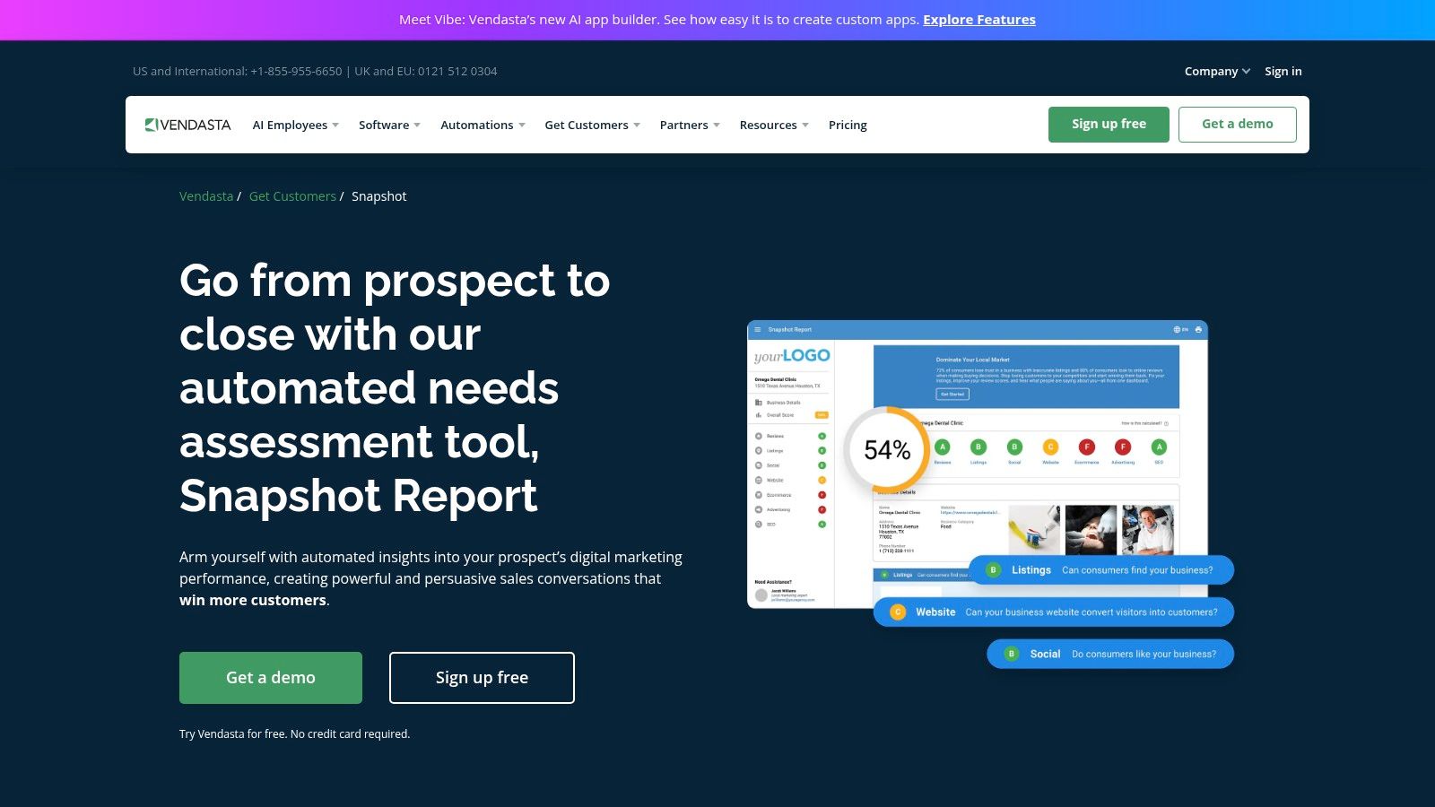 Vendasta, Snapshot Report (agency-focused audit)