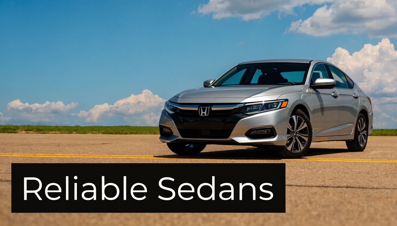 A silver Honda Accord sedan parked on an asphalt strip under a blue sky with clouds.