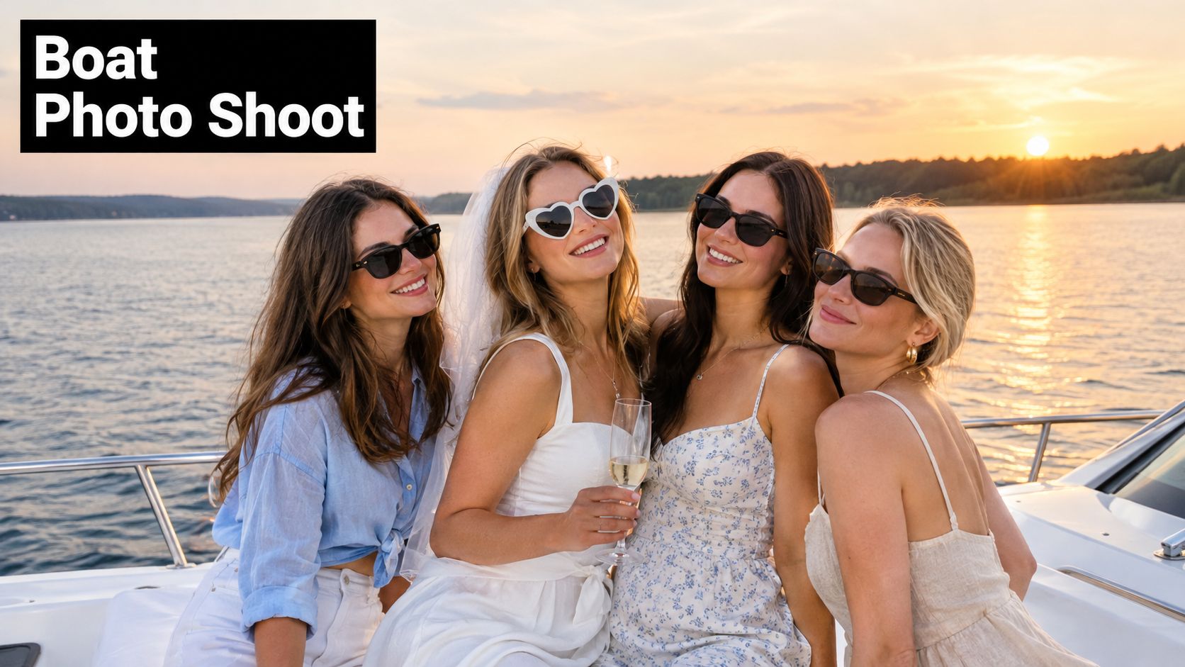 A group of friends laughing and dancing on a boat deck.