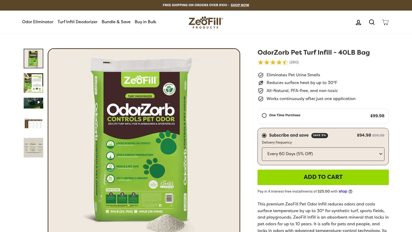 ZeoFill OdorZorb Pet Turf Infill