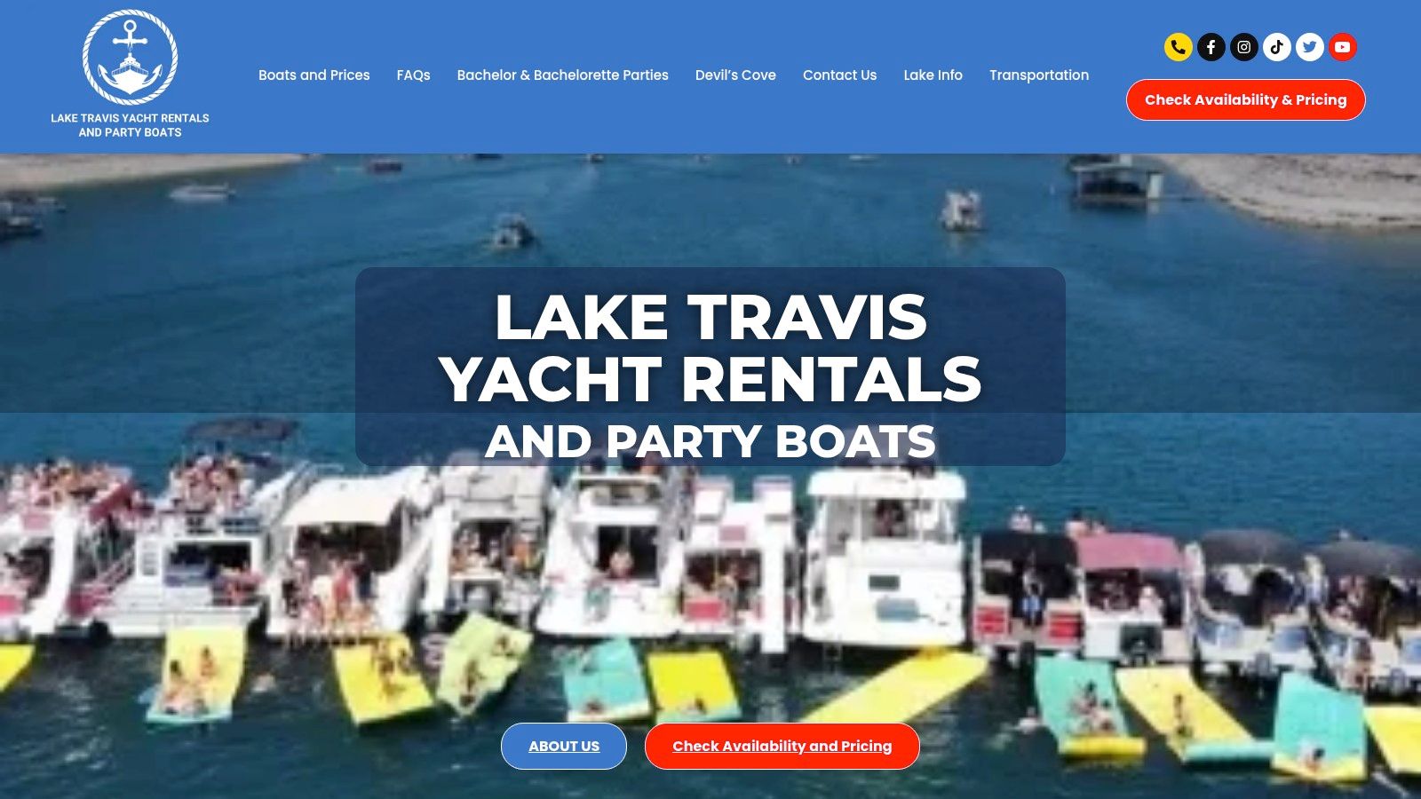 Screenshot from https://laketravisyachtrentals.com