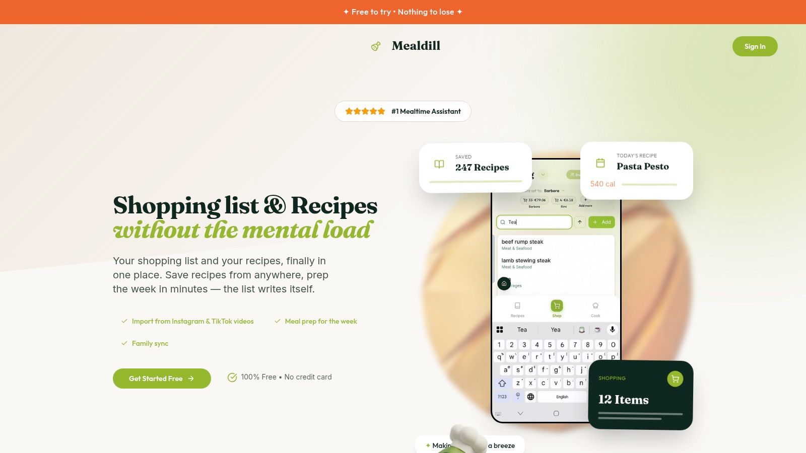 Screenshot from https://mealdill.com