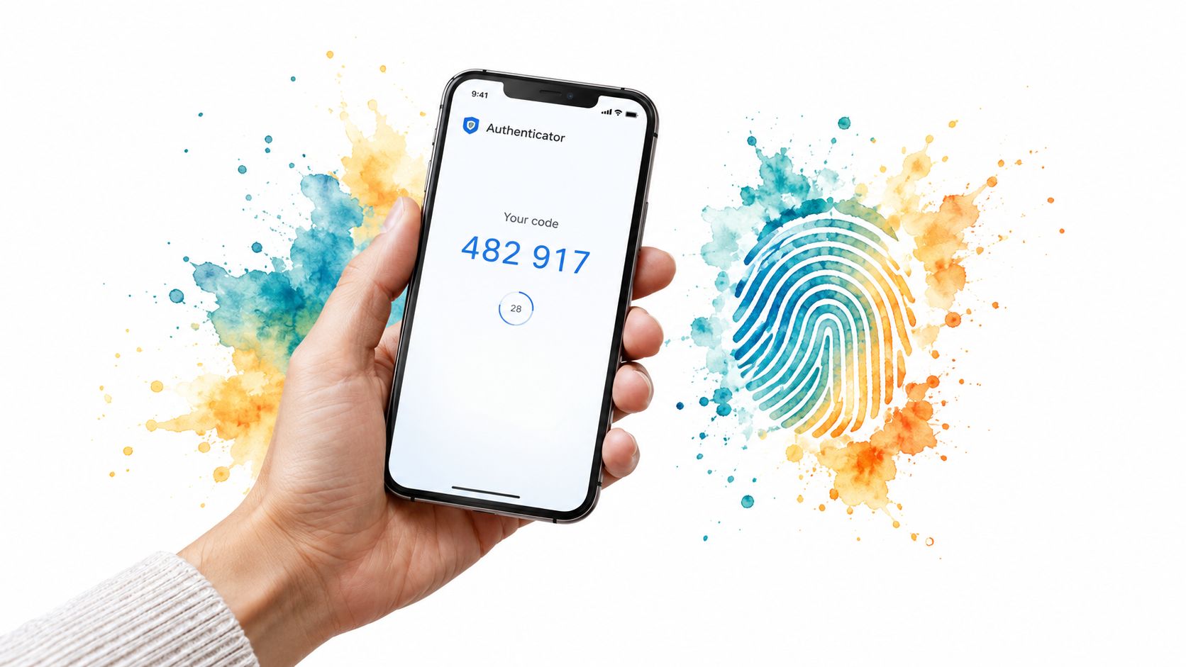 A hand holding a smartphone displaying an authentication code for secure two-factor account verification processes.