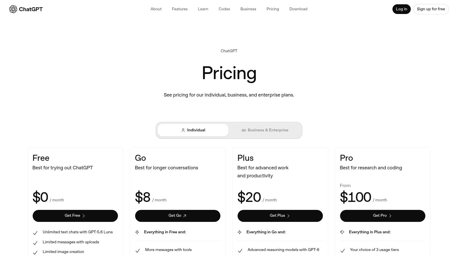 OpenAI ChatGPT for Business Enterprise and API
