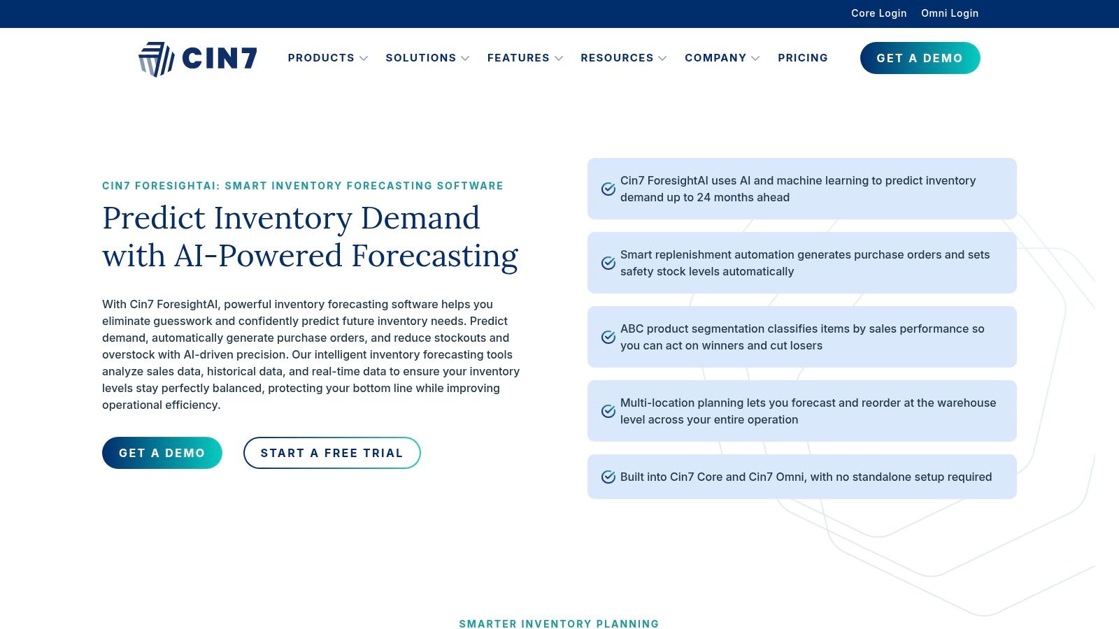 Cin7 ForesightAI inventory forecasting