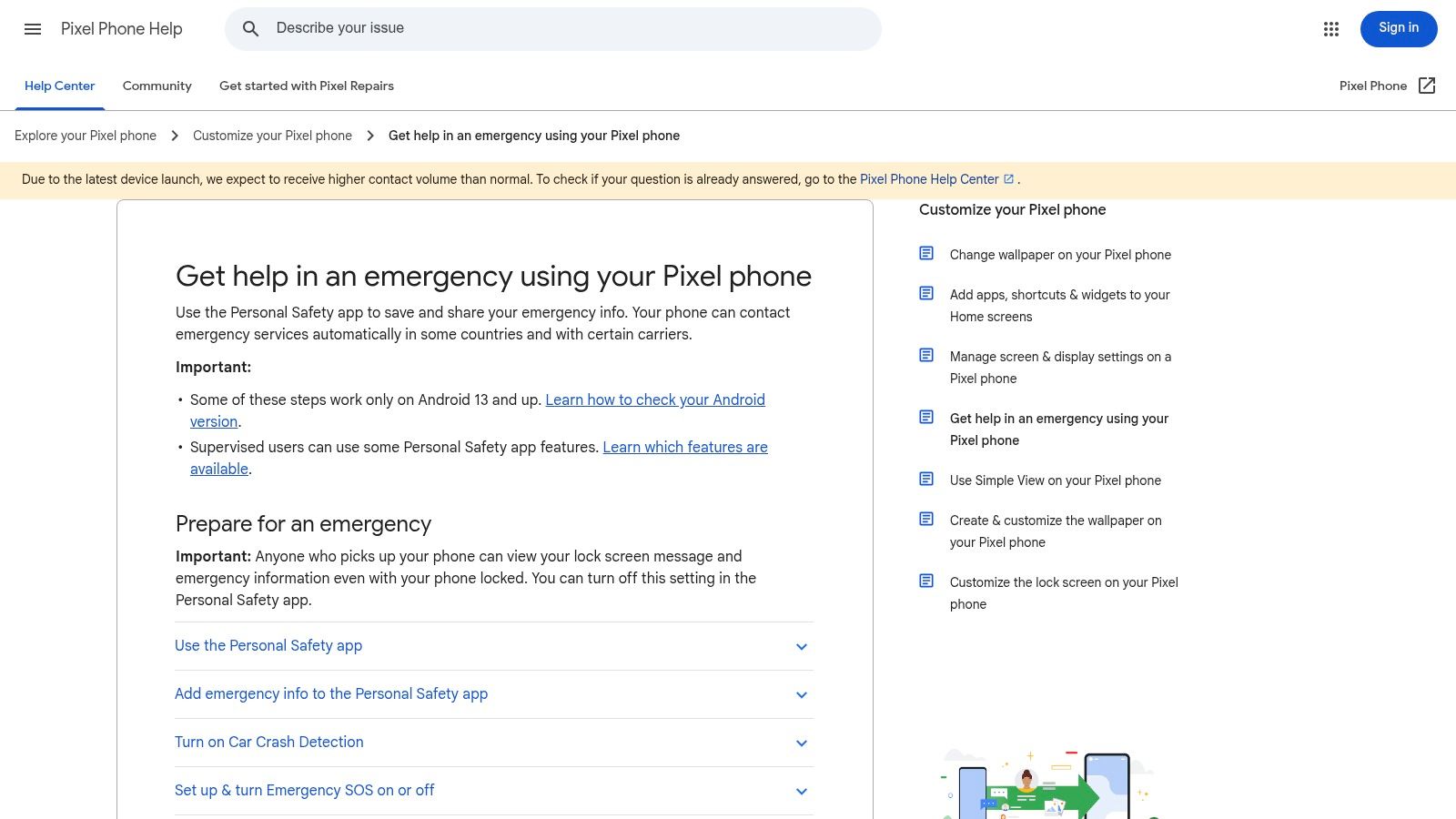 Google Pixel Personal Safety