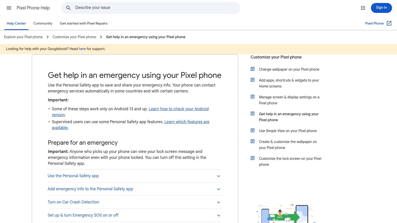 Pixel Personal Safety Emergency Recording and Sharing