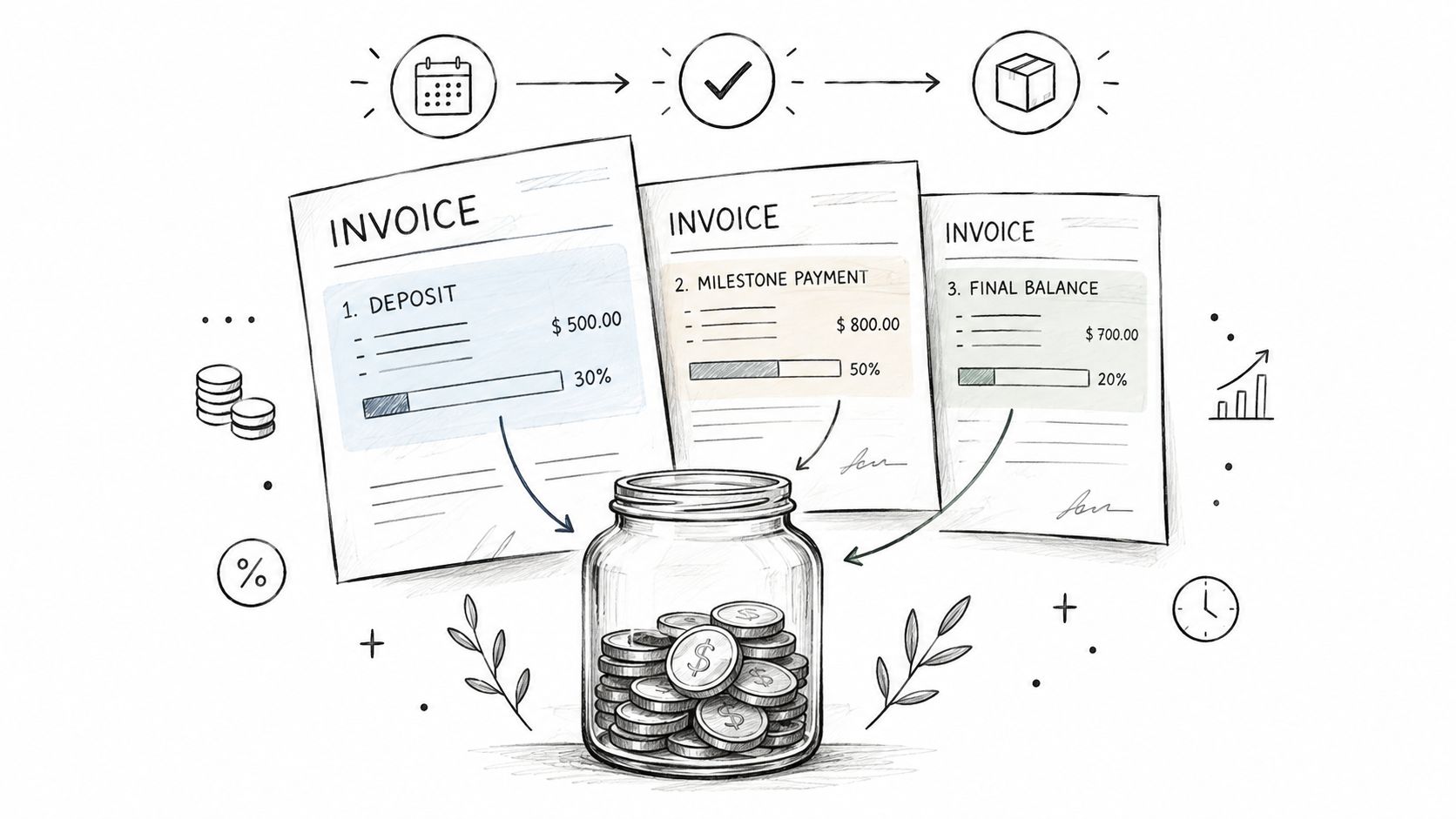 Partial Payment Example for Service Invoices