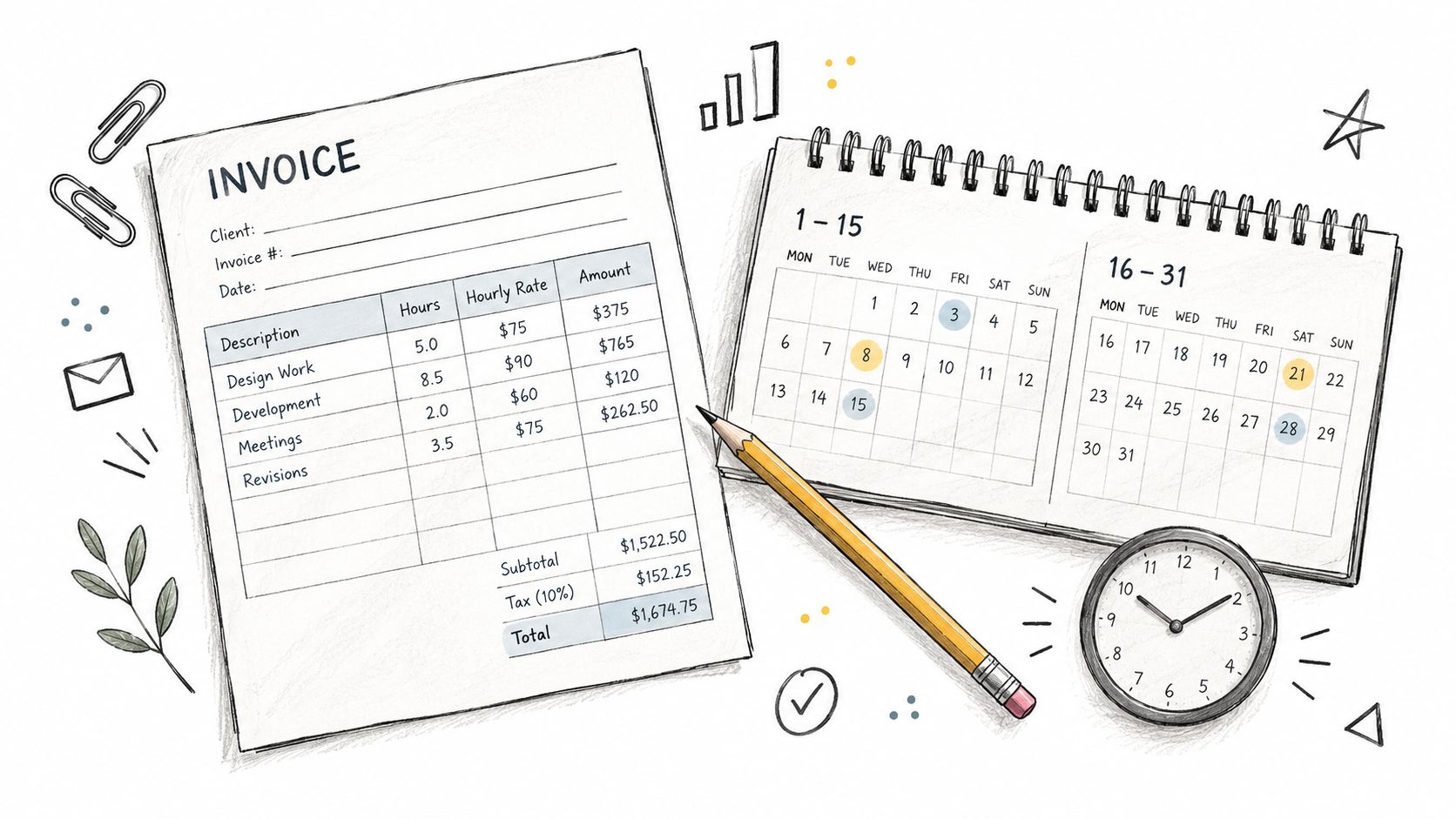 Hourly Rate Invoice Template: Fields and Worked Example