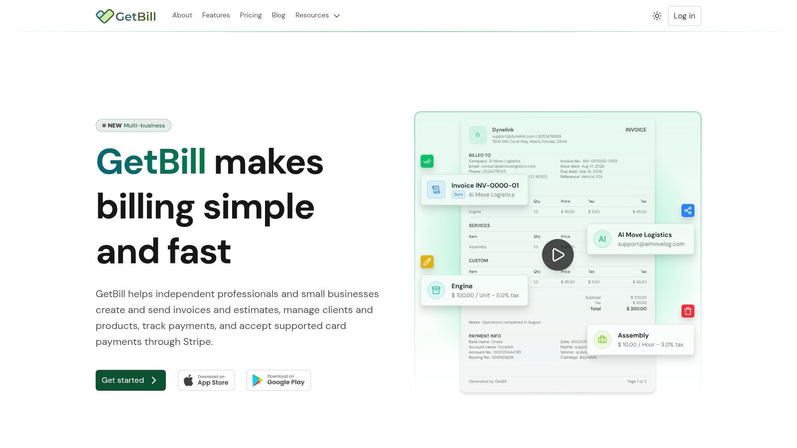 Screenshot from https://www.getbill.to